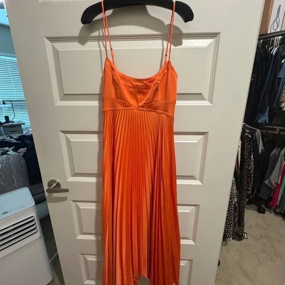ALC Pleated Orange Dress - Picture 4 of 6